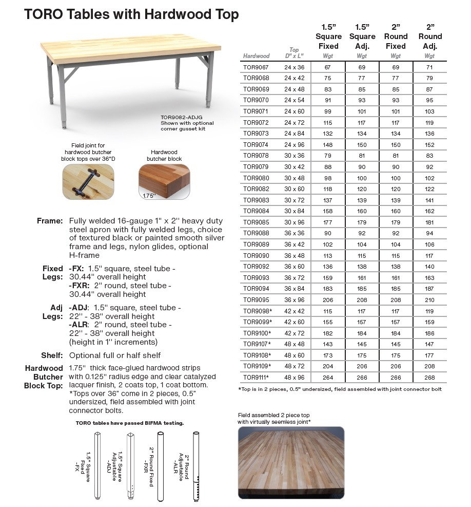 Toro Hardwood Tables