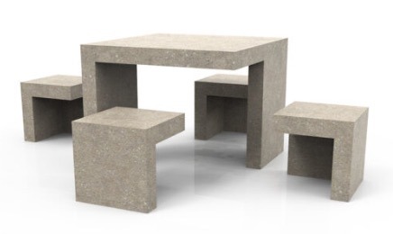 Palmer Hamilton Getzen Concrete Table WB Sconnie Cantilever Chair